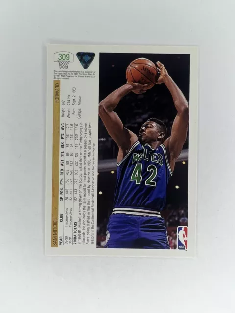 1991-92 UPPER DECK Basketball Sam Mitchell Timberwolves #309 EUR 1,64 ...