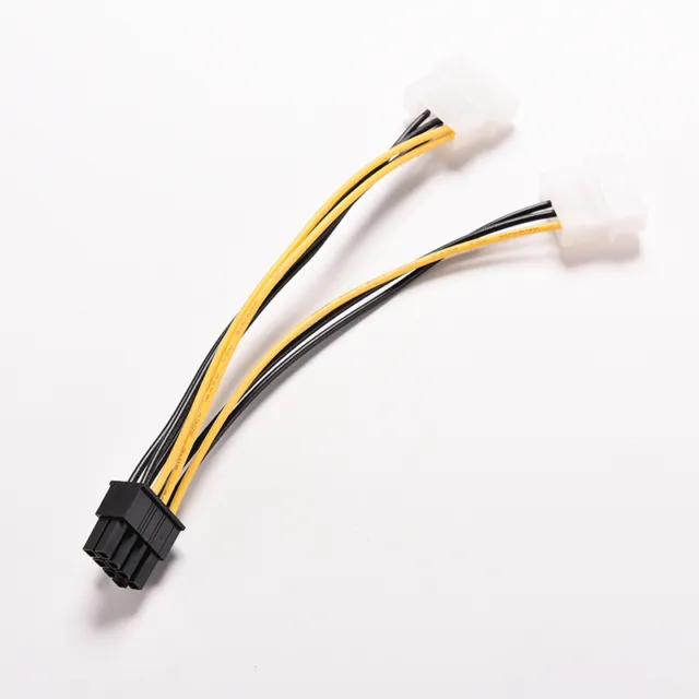 16cm/5'' 8 Pin PCI Express Male To Dual LP4 4Pin Molex  Power Cable Adapte#km 3