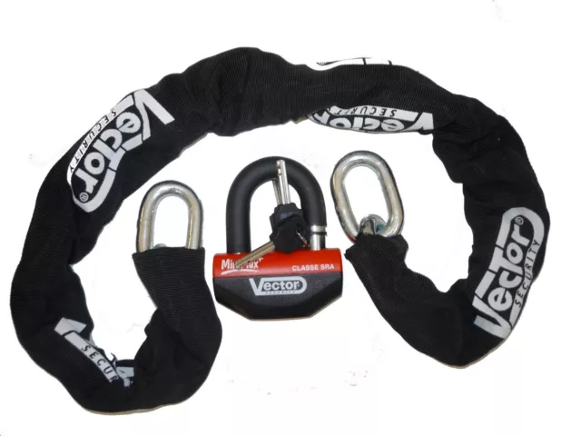 Chaîne antivol  Vector 110 cm + Cadenas SRA moto scooter NEUF