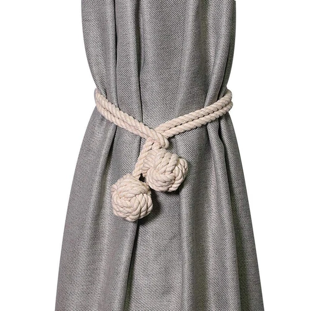 Beautiful Handmade Natural Cotton Rope Curtain Tiebacks Off White pack of  2