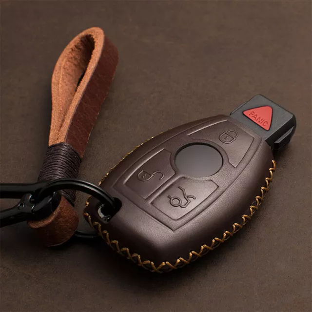 Genuine Leather Car Key Fob Case Cover For Mercedes Benz CLA CLS CLK GLK GLA GLC