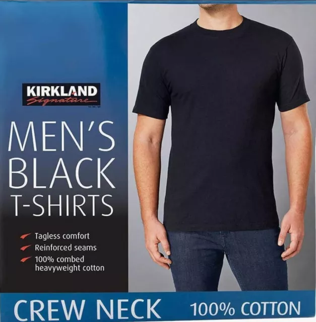 Kirkland Men’s Crew Neck Tees, 6-pack - BLACK Size L