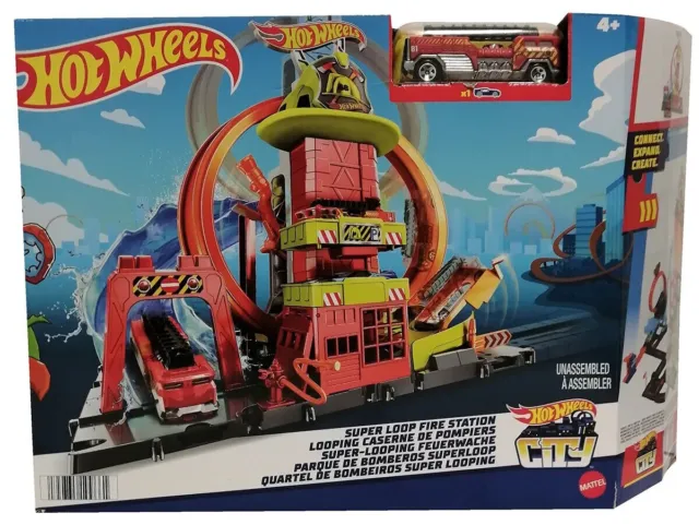 Hot Wheels City Super Loop Fire Station Playset & 1 Toy Car