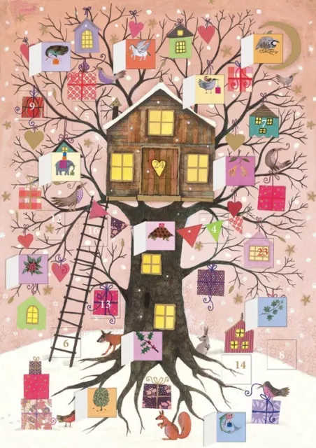 ROGER LA BORDE ADVENT CALENDAR CHRISTMAS CARD Christmas Tree House YULE XMAS