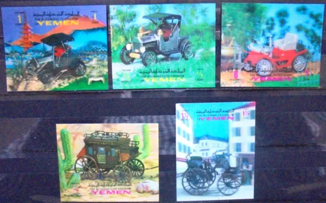 3D-Briefmarkensatz Oldtimer Yemen postfrisch