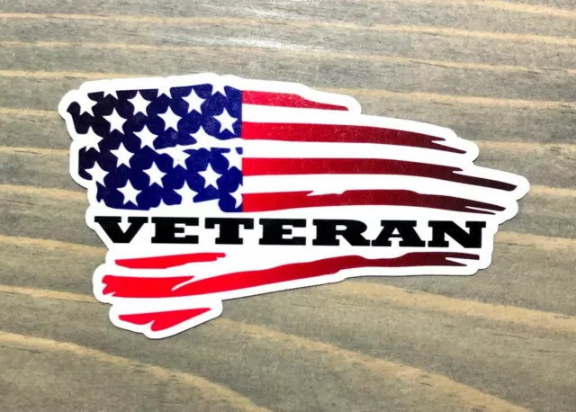 Veteran Flag Sticker Decal American US Distressed USA Military Tactical PO BCM