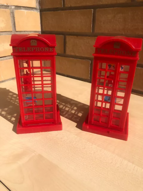 2X Red London Telephone Kiosk Money Box Piggy Bank 172Mm Large Phone Box Booth