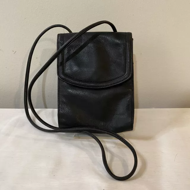 Fossil Leather Pebbled Small Black Crossbody Bag Purse Handbag