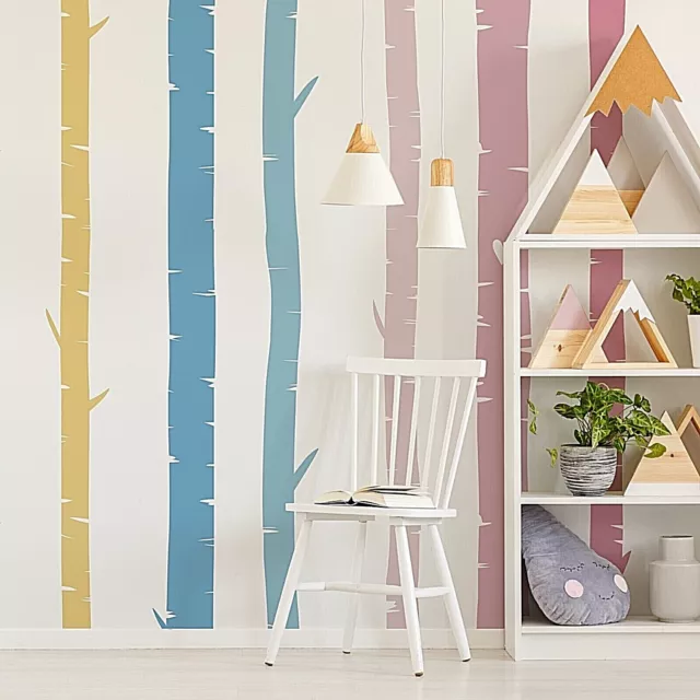 Colorful Birch Tree Wall Rainbow Wall Decals, Stickers, Wall Art Decoration 454