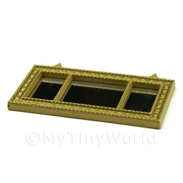 MAISON DE POUPÉES Doré Vide Orné Image Cadre Miniature Peinture Accessoire Moyen EUR 5,63
