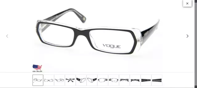 NEU Vogue VO 2691 1688 TOP SCHWARZ AUF TRANSPARENTE GLITZERBRILLE 49-16-130 mm 2