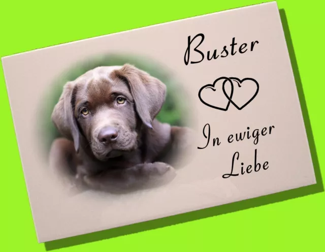 Grabplatte Tiergrabstein Gedenktafel Keramik Hund-p07 ►Ihr Foto & Text◄ 30x20 cm