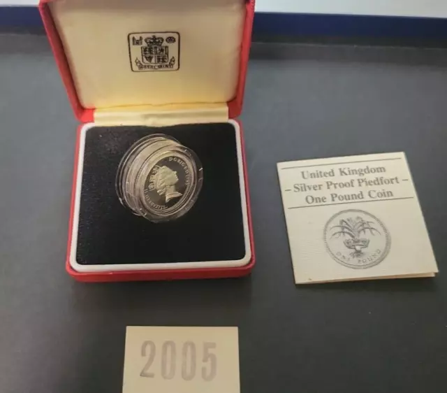 £1 *UNITED KINGDOM* limited edition 1985 SILVER PROOF PIEDFORT WALES LEEK boxed