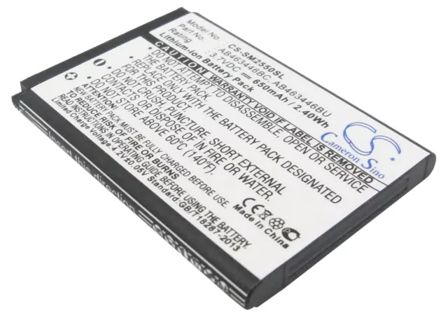 Battery For Samsung Champ,Diva Folder,GT-C3300,GT-C3300K 650mAh / 2.41Wh