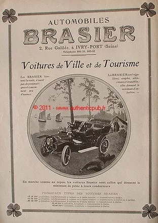Publicite Automobile Brasier Ville Tourisme 1908 Ad Car