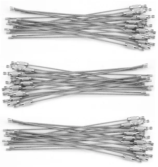 100 Anneaux Bagues pour Clés Câble de Traction 50mm Porte-Clés Rond Inox Fil