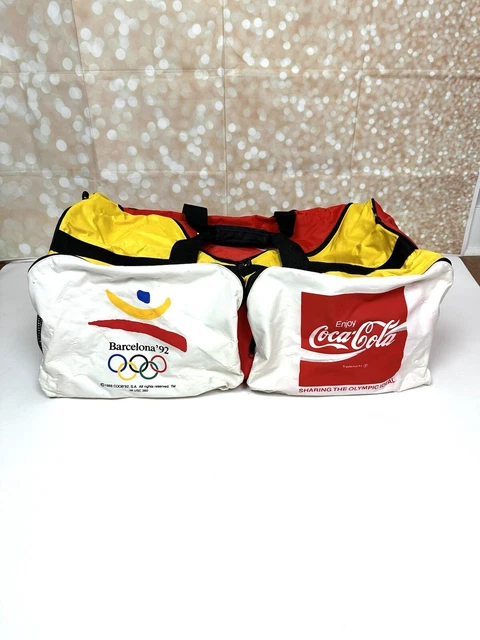 Coca Cola Barcelona 1992 Olympics Duffle Bag Large 28x16x14" Lots of Pockets