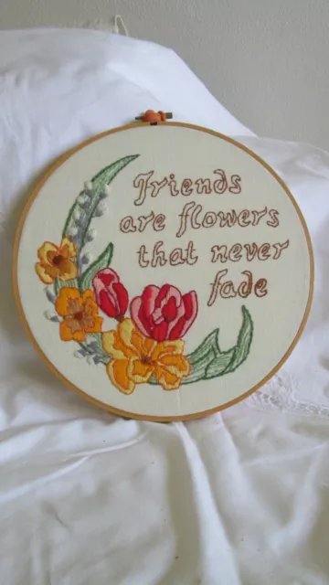 Bordado Crewel Completo Friends Son Flores Que Nunca Se Desvanecen Aro de Pared Floral
