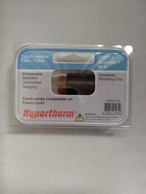Genuine Hypertherm  220713 Retaining Cap 220713 fits the 45A Plasma 45  torches