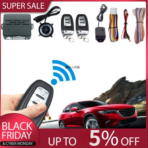 Car Keyless Entry System Engines Start Ignition Security Alarm Kit w/ 2 Remote