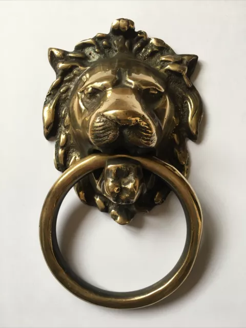 Lovely Vintage Large Brass Lion Door Knocker Architectural Salvage