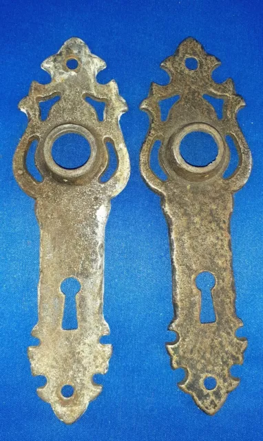 Cast Iion Door Plate Pair Antique Handle Back plate with Key Hole
