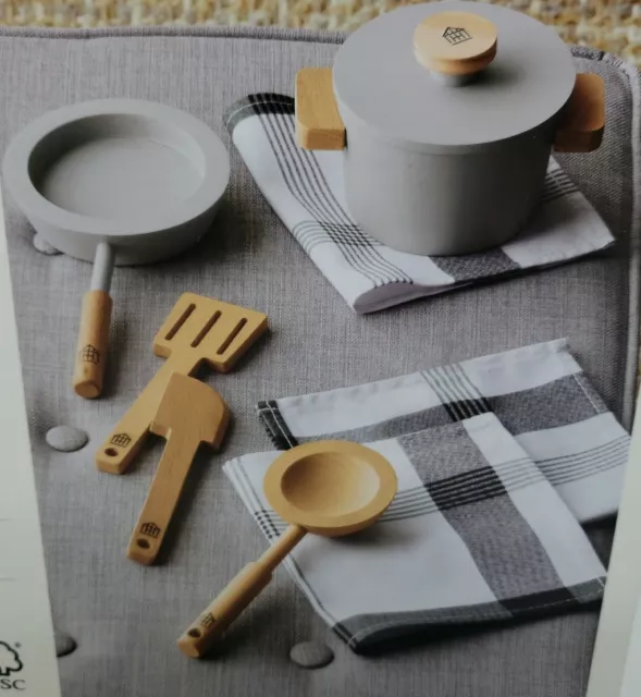 NEW Heart & Hand Magnolia Toy Cook Set Pots Pan 9PC Utensils Wood Kitchen Play