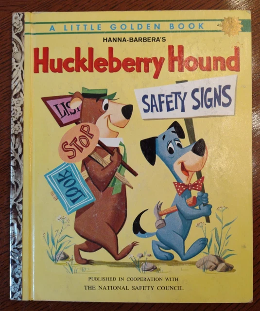 VINTAGE 1961 LITTLE Golden Books "Huckleberry Hound Safety Signs" A