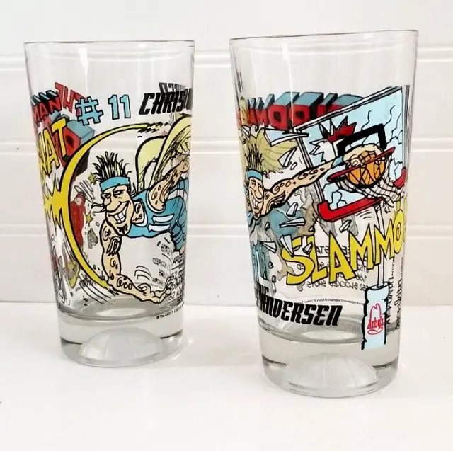 Set of 2 Denver Nuggets Chris Anderson Bird Man Pint Glass Arby's