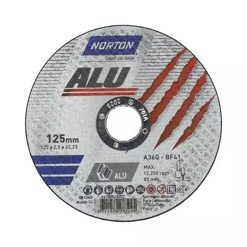 Norton Disco de Corte Aluminio A 36Q Diámetro Seleccionable: 115MM-230MM