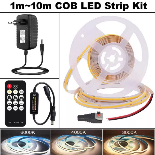 1m~10m COB Bande LED Lumineuse Ruban Lumineux Télécommande 14Key RF Dimmable Kit