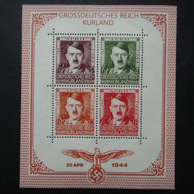 Germany Nazi 1944 Stamp MNH KURLAND Hitler's Birthday Unissued SS Block Swastika