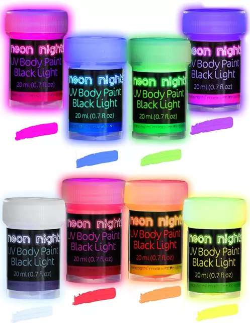 Neon Nights UV Body Paint Set | Blacklight Glow Makeup Kit | Fluorescent Face Pa
