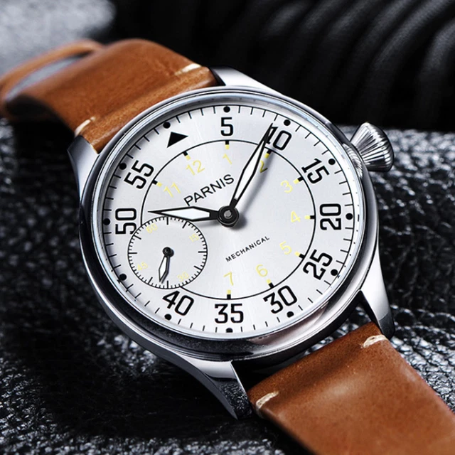 44 mm cadran blanc Parnis 17 bijoux 6497 mouvement à remontage manuel montre pour homme