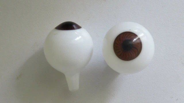 Yeux En Verre Soufflé Marron 28mm Pour Poupée Antique