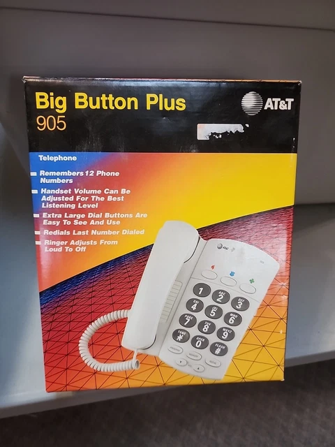 Nuevo teléfono AT&T botón grande 905 en caja