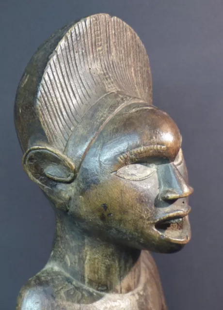 AA Art Africain grande statue très ancienne 60cm3kg roi bacongo trône patine