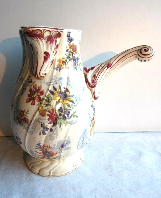 Chocolatière barbotine, Art Nouveau, Sarreguemines U&C, modèle Lavallière