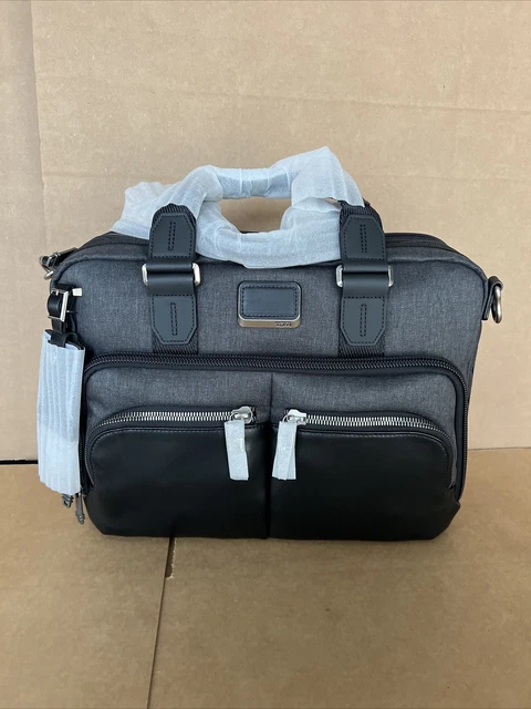 Tumi Alpha Bravo Nylon & Leather Albany Slim Commuter Brief 232640 Black Grey