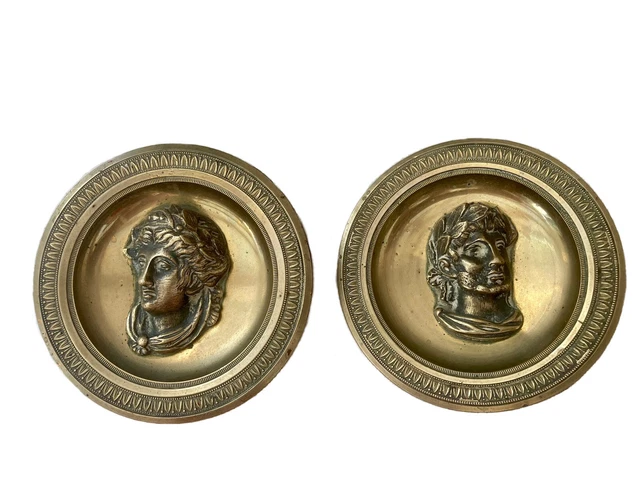 Paire Bronze Ornementaux Ameublement Bustes à l’Antique Personnages France 19ème