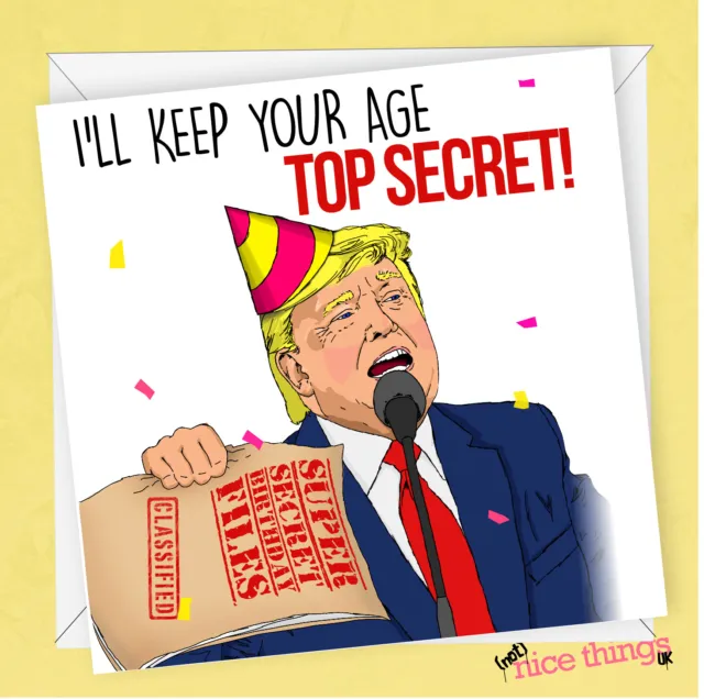 Tarjeta de cumpleaños de alto secreto de Trump, tarjetas de cumpleaños divertidas para él, para ella, Donald