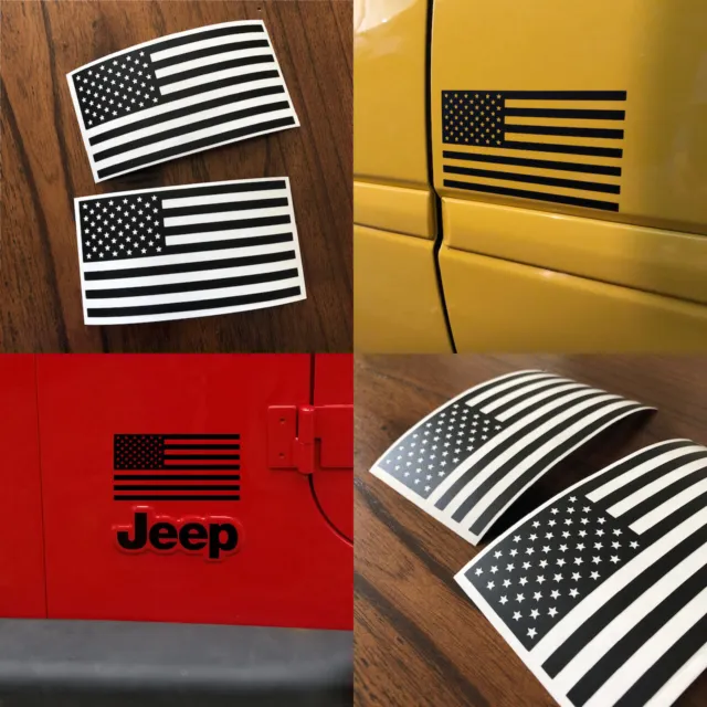 Pair of American Flag Decals US United States of America Sticker Window Fender