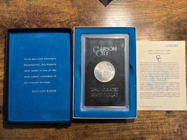 1883-CC $1 Morgan Silver Dollar GSA, Carson City, OGP Box & Certificate.