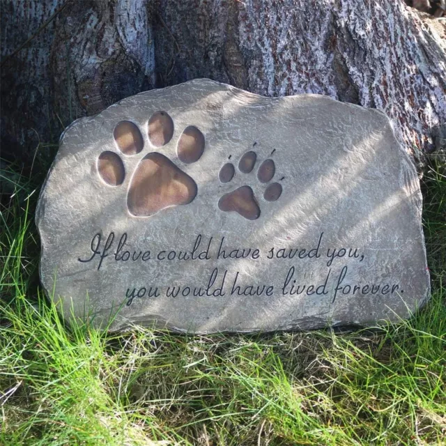 Paw Prints Dog Pet Memorial Stones, Pet Garden Stone Grave Marker for Dog Gift