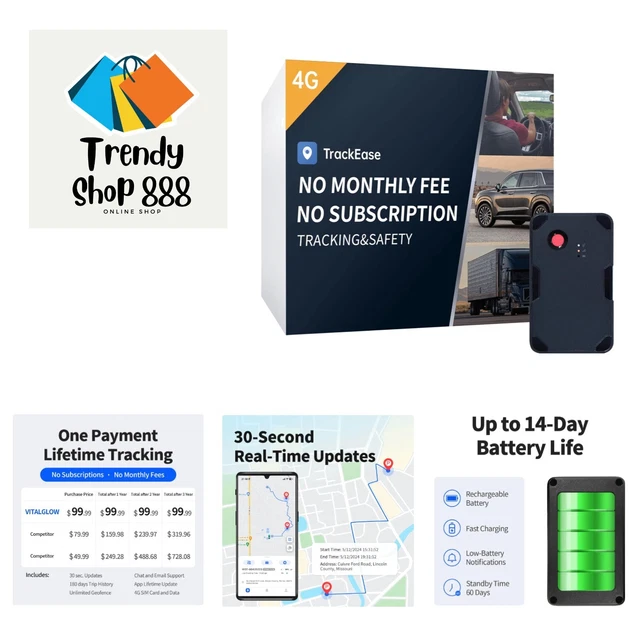 AccuTracking Solar GPS Tracker [2024] 12,000mAh Long Lasting Battery Magnetic Heavy Duty IP67 Waterproof, Trucks, Boats, Equipment, RV, Trailer, 4G LTE Worldwide, Subscription Needed - View #3