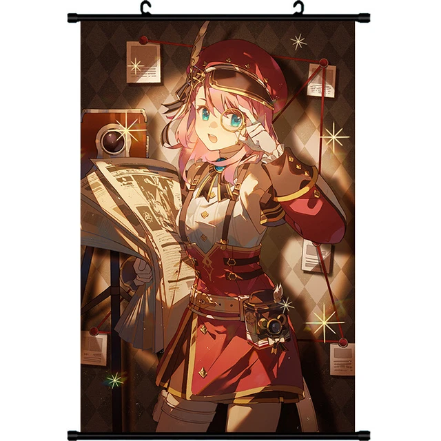 genshin impact charlotte Cosplay HD Home Decor Scroll Painting Wall Art 60X90cm