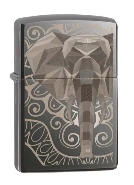 Zippo 2021 Elephant Black Ice Fancy Fill Laser Design Case No Insert No Box Read