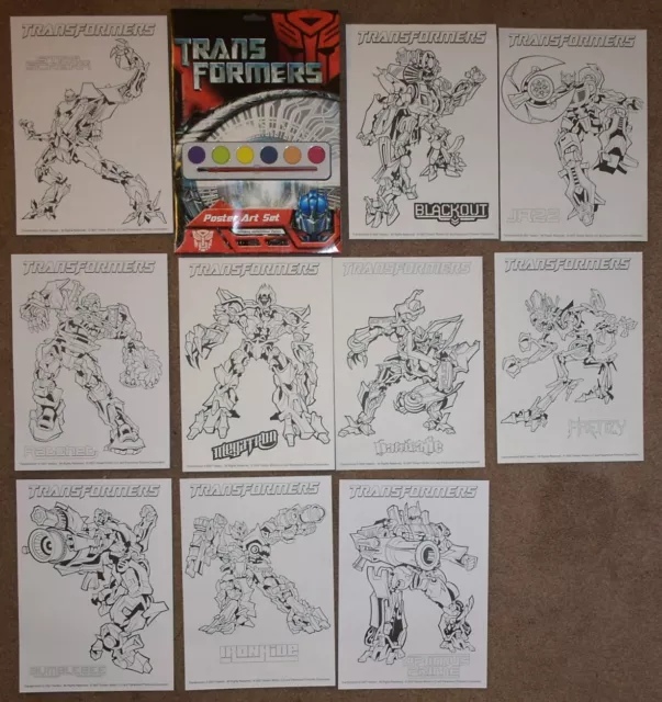 Transformers Film Poster Art Paint Set 10 Pictures To Colour Included 2