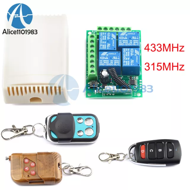 DC12V 433MHz 315MHz Wireless Remote Control Switch 1CH 4CH Relay Receiver Module