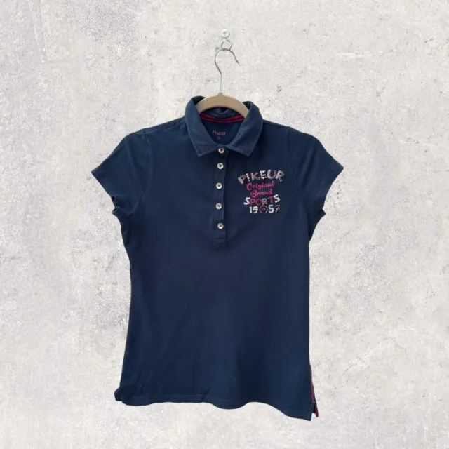 Pikeur Navy Embellished Polo Top, Size 10